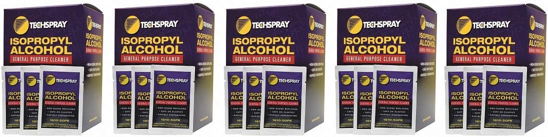 Techspray 1610-50PK 99.8% Pure IPA Wipes, 50 Individually Wrap Wipes/Box (5-(Pack))