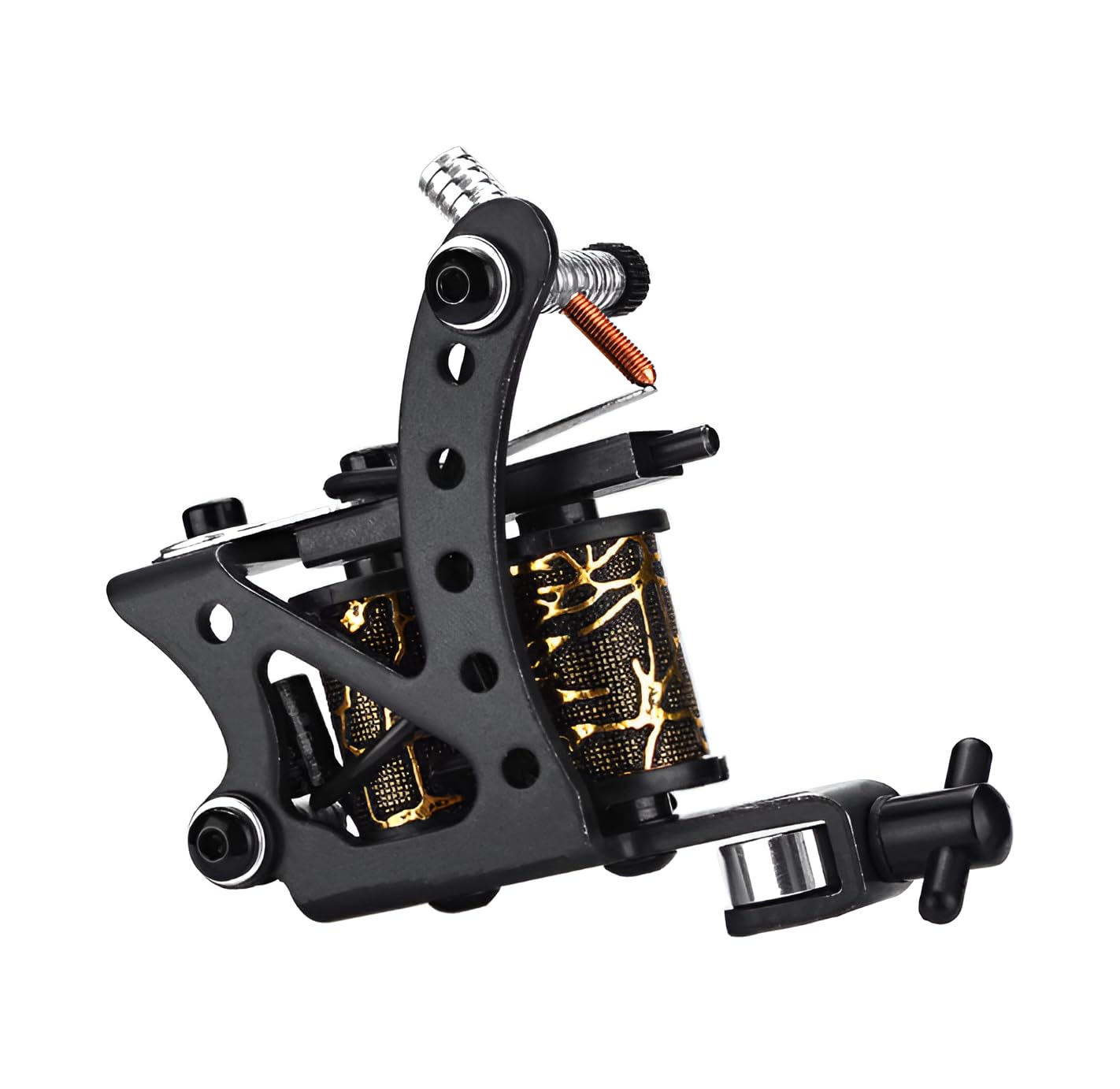 Professional Coil Tattoo Machine, Black Iron Frame with Gold Pattern, High-Performance Armature (Pack of 1)-image-3