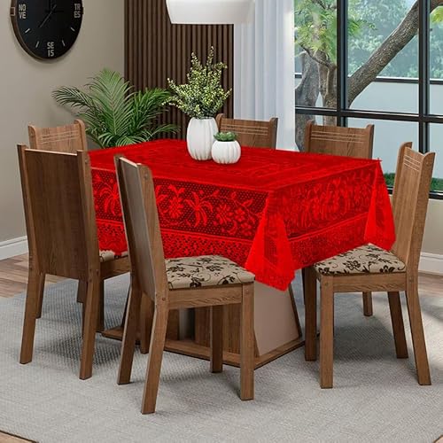 KIT NATAL 10 PANOS DE PRATO BAINHA NATAL + TOALHA DE MESA RENDA COQUEIRO VERMELHA + TOALHA DE MESA P