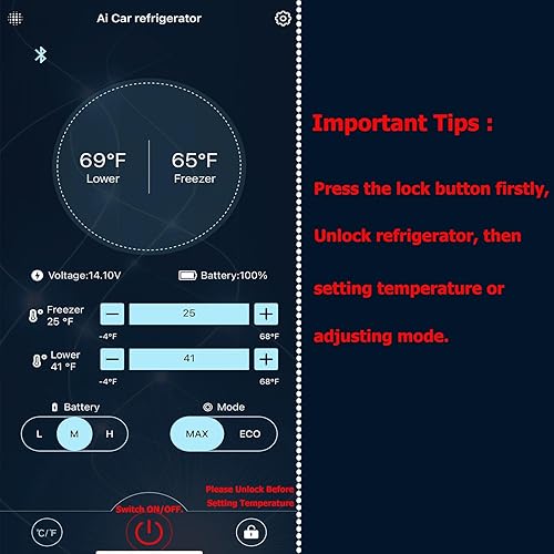 Miniatura 7 de Garvee Refrigerador para automóvil, congelador portátil de 48 cuartos de galón con 1224 V CC y 110-240 V CA, nevera de automóvil RV con control de