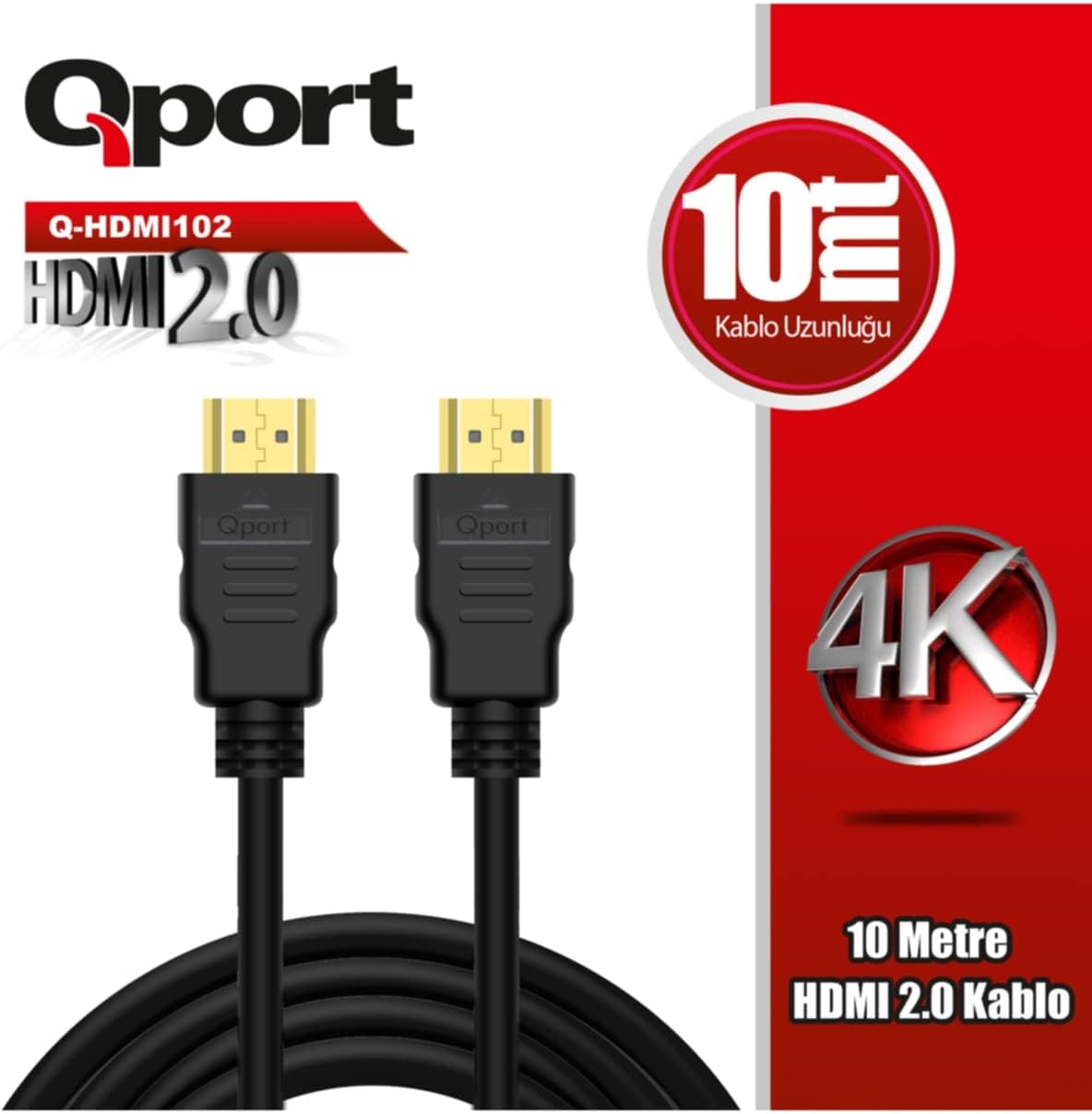 Qport-Q-hdmı102 Altın Uçlu 10 Metre 4k Hdmı2.0 Kablo
