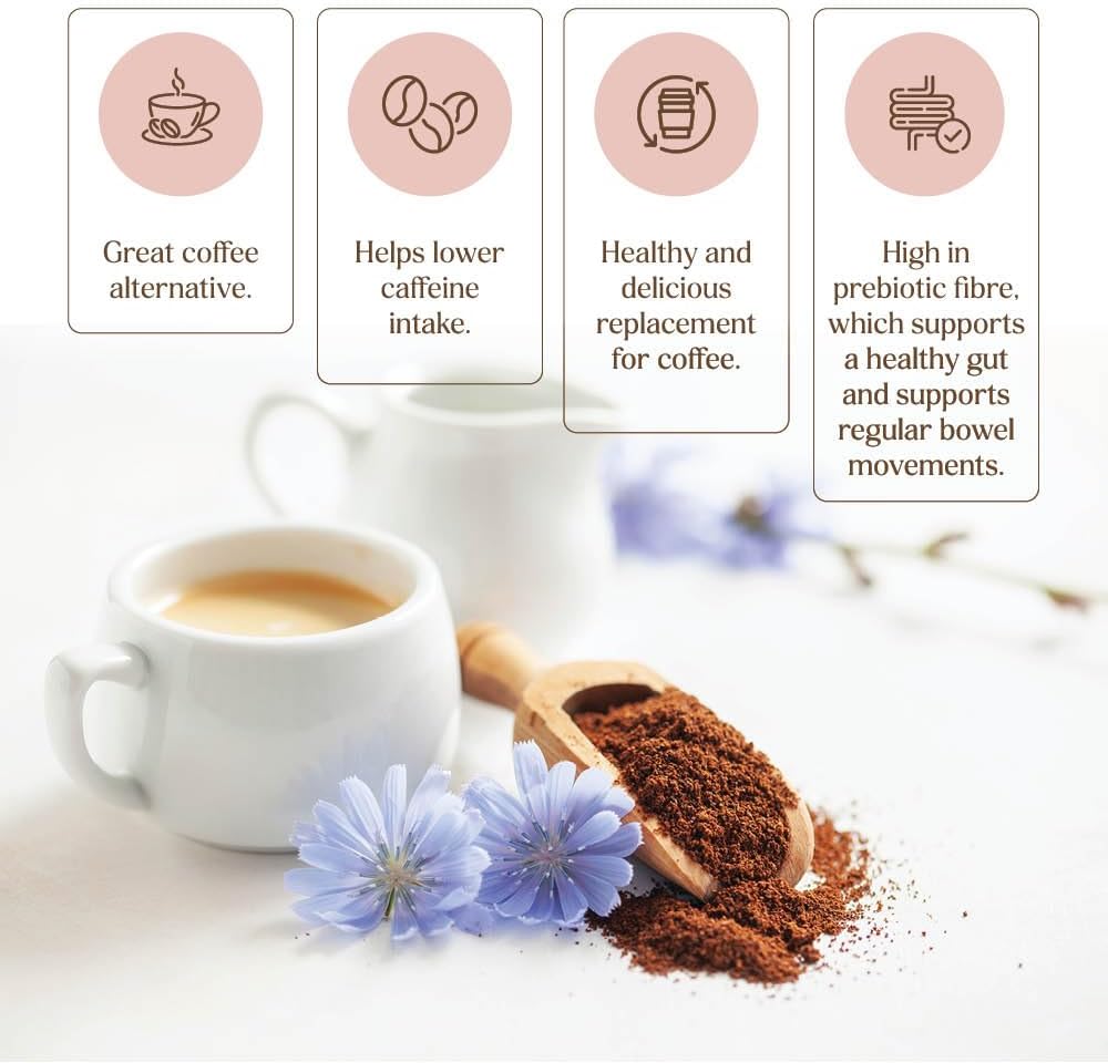 nuKAF By Instant Chicory Coffee Alternative with Cocoa, Brews