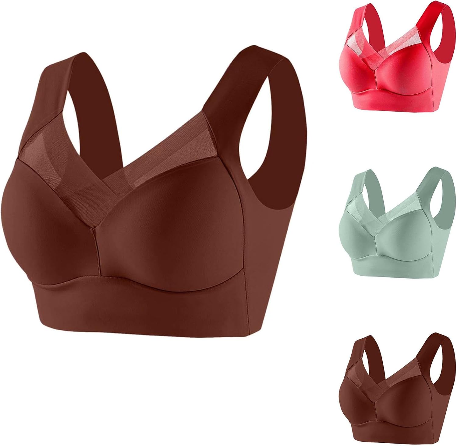 Sports Bras for Women High Support,No Underwire Wireless Bras Push Up Full Coverage High Stretch Everyday Bras 2024