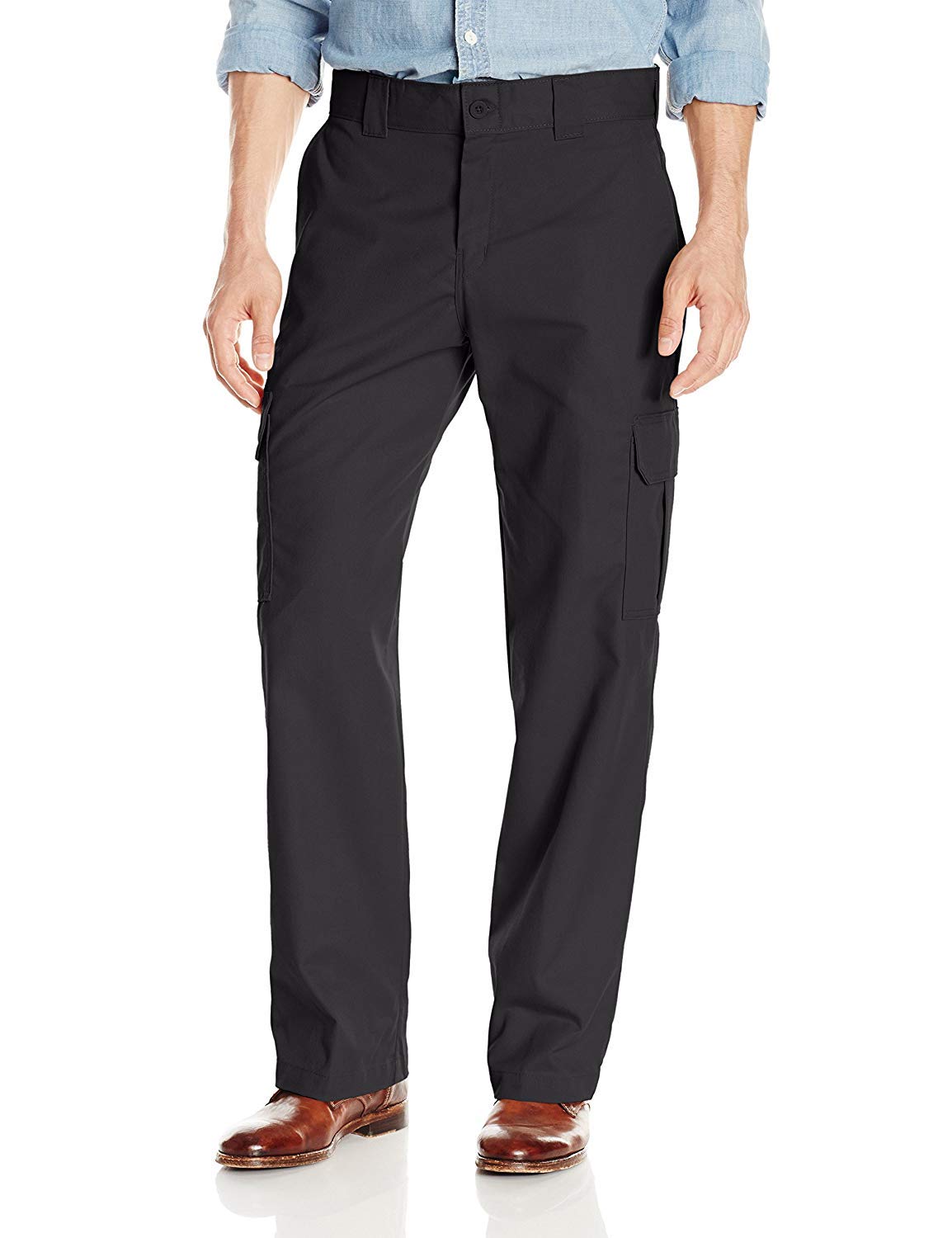 Dickies Mens Relaxed Straight Flex Cargo Work Utility Pants, Black, 42W x 32L US