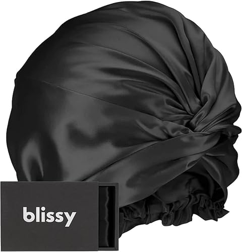 BLISSY Gorro de seda para dormir para cabello largo y rizado, 100% seda de morera pura 22 momme 6a fibras de alta calidad