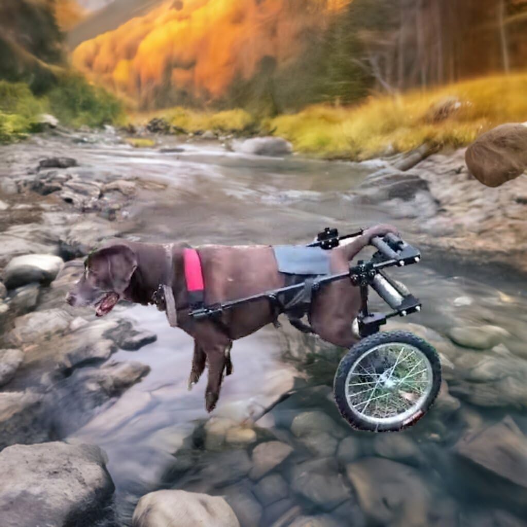 Silla de Ruedas para Perros Grandes, Pastor Alemán, Golden, Labrador Retriever y similares. Ruedas Todo Terreno. Con Faja Abdominal, Fabricada en España. Muy Ligera y Resistente.