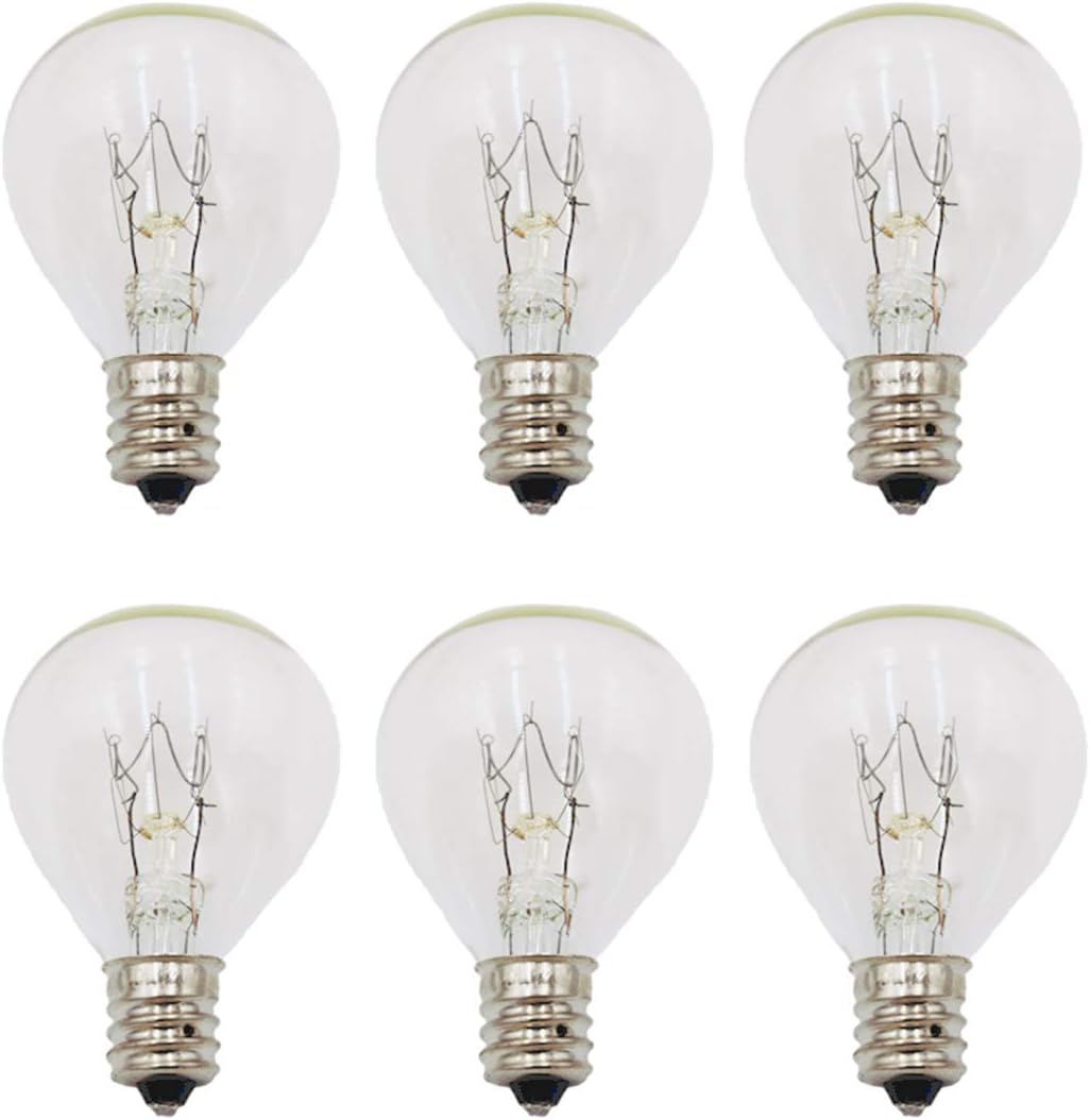 Snnalosses 20 Watt Wax Melt Warmer Light Bulbs for Scentsy Mid-Size Wax Warmer and Candle Warmers,120 Volt/E12 Clear Light Bulbs,Warmwhite,Long Last Lifespan,6Packs