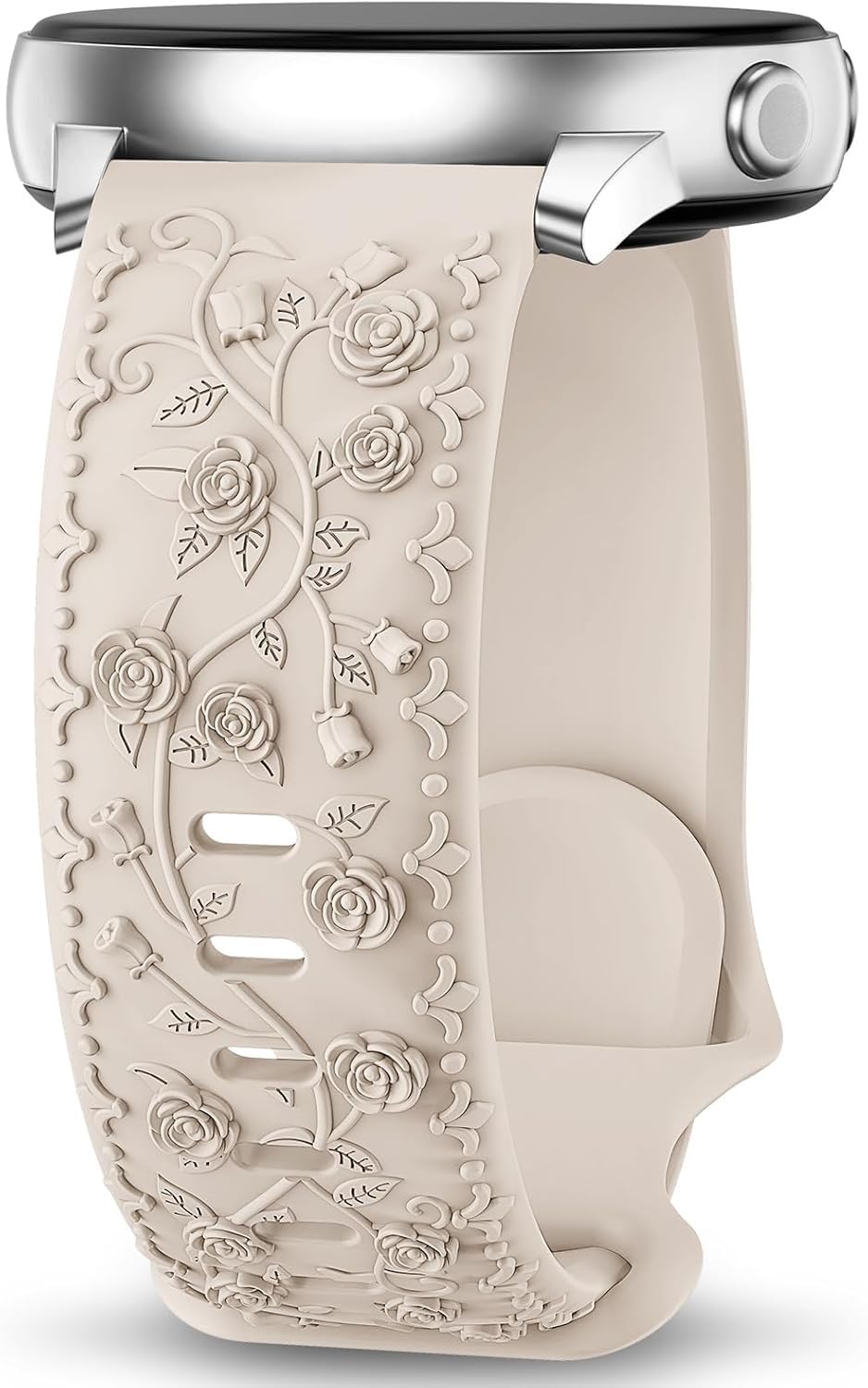 Floral Engraved Band Compatible with Samsung Galaxy Watch 7 6 5 4 Band 40mm 44mm, Galaxy Watch 5 Pro 45mm/Watch 6 4 42mm 46mm 43mm, Galaxy Active
