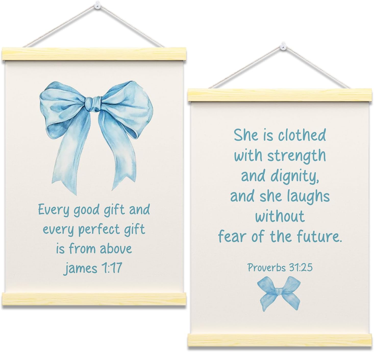 Inspirational Wall Decor Art Sign Canvas Set of 2 Hanging Wall Flag Poster Hanger Frame For Bedroom Playroom Kids Room Nursery 16x12 Inches - JK0562