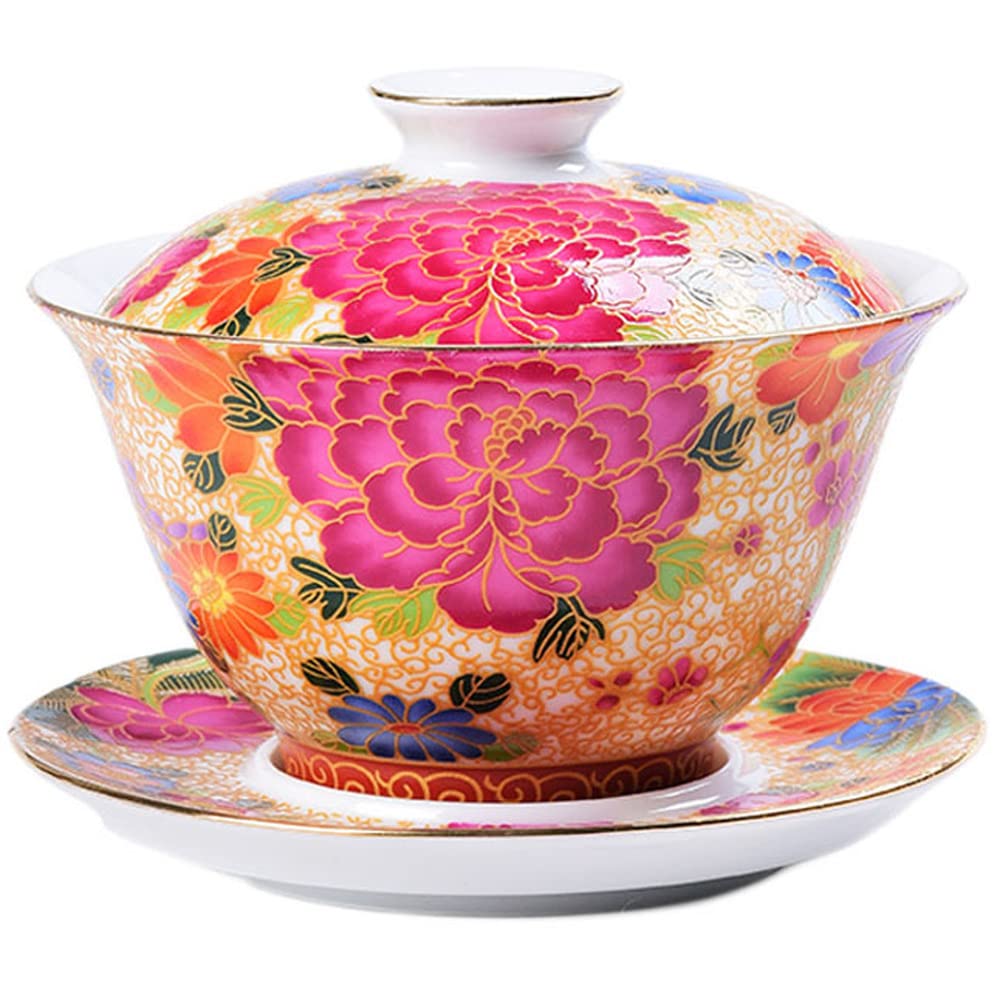 Bol à thé Gaiwan en céramique d'exception XIALON peint à la main