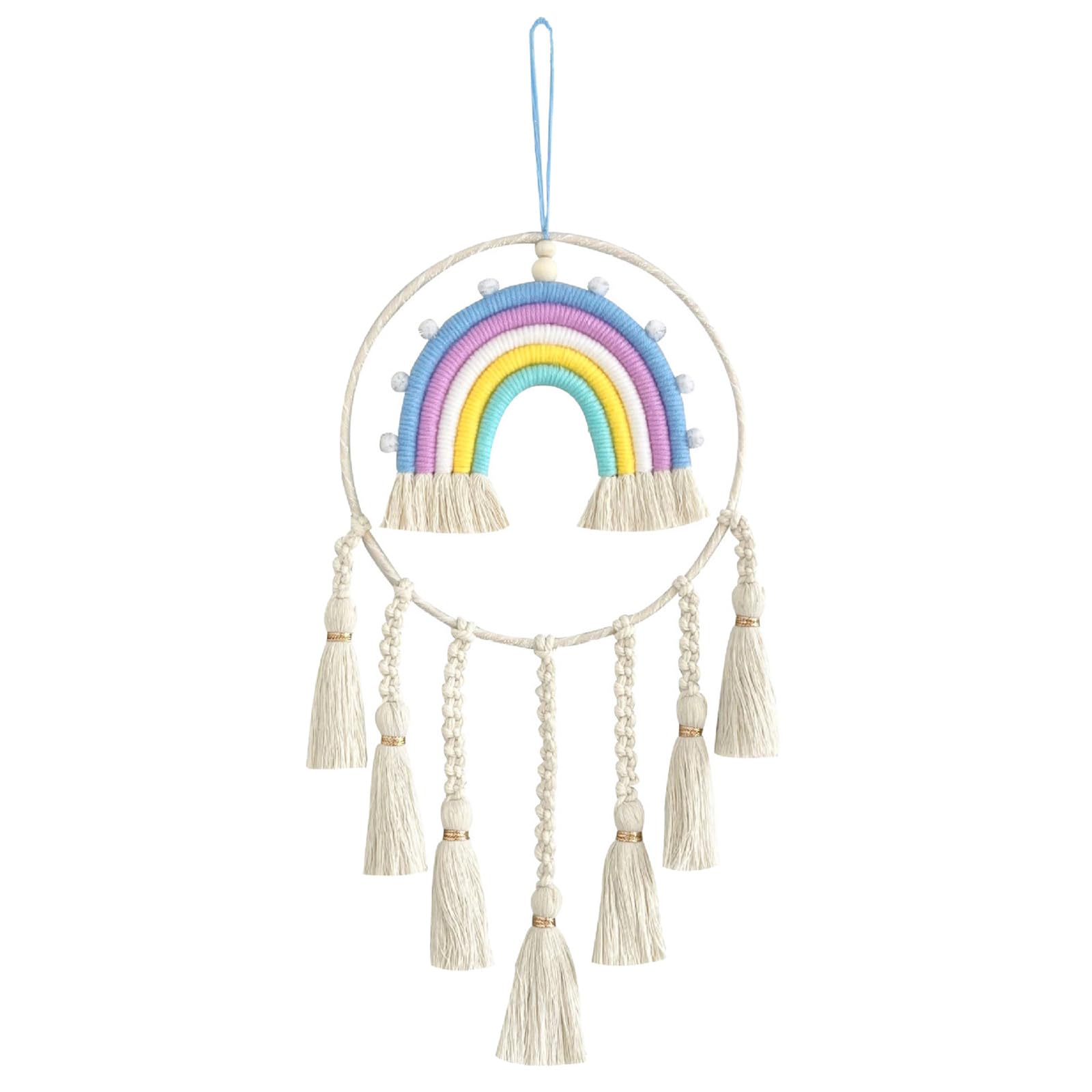 Jazuaiao Kindergarten Decor Handwoven Tassels Sky Rainbow Tapestry Ornament Decor for Kid Room Nursery Supplies Accessory Rainbow Sky Wall Decoration