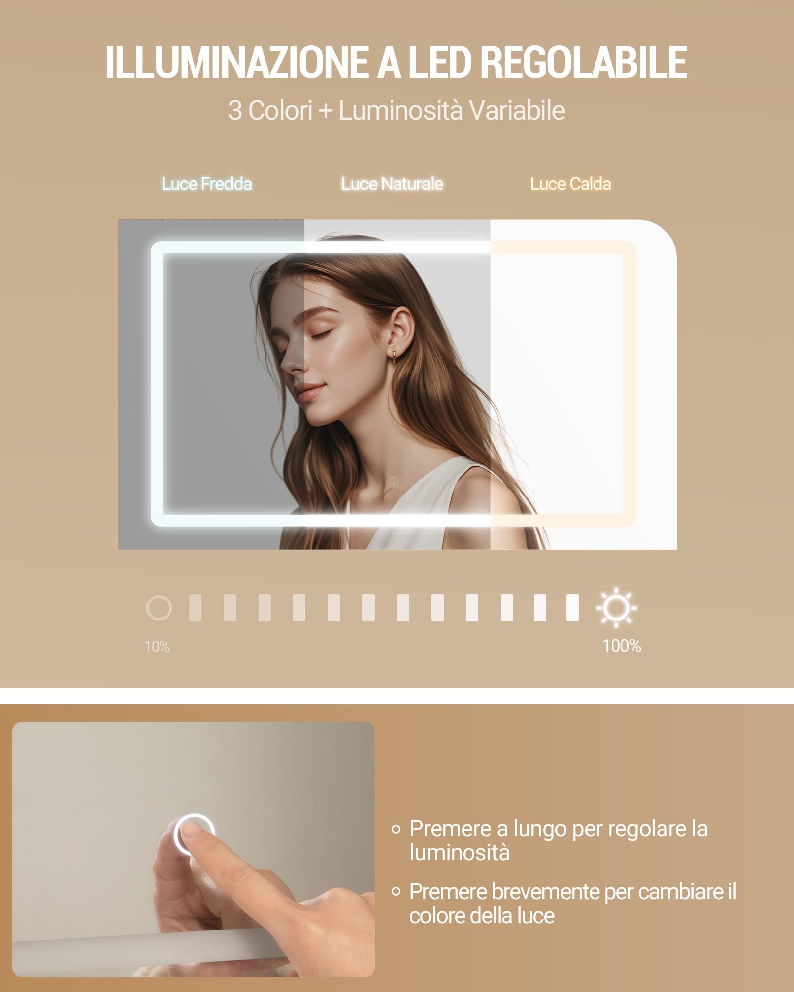 Hzuaneri Toeletta da Trucco Grande con Illuminazione a LED, Toeletta da Trucco con specchio, Postazione Truccos angolare a L con 5 cassetti, 7 scomparti aperti, ganci per collane, Bianco DT42503XEU