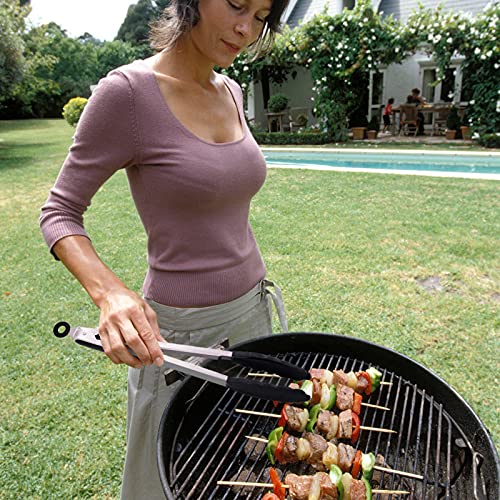 Kitchen Cooking Tongs Stainless Steel Silicone Tong BBQ and Kitchen Tongs with Non-Slip Grip for Cooking Grilling 9 Inch and 12 Inch 2 Pack Black - Thumbnail 6