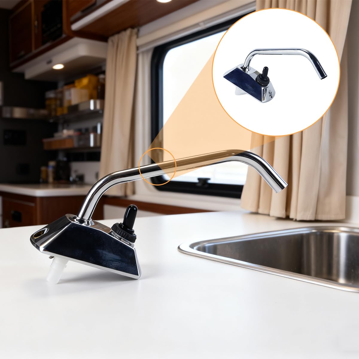 Ausi Rubinetto per pompa dell'acqua elettrica da 12 V, interruttore per rubinetto per pompa dell'acqua ad alta efficienza per roulotte, camper, camper, barca, cucina