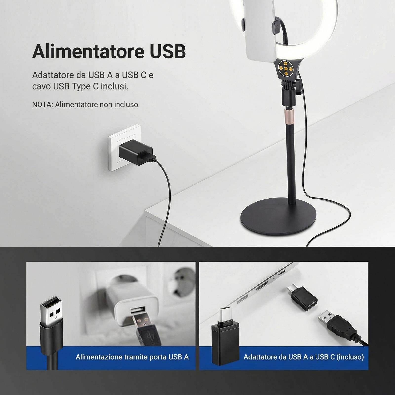 NEEWER ENTRY LEVEL VERSION N37 10,5” Ring Light RGB con Supporto Tavolo/Porta Telefono Compatibile con iPhone/Telecomando, Luce LED CRI85+ 10W per TikTok YouTube Streaming Video Chiamata Zoom Laptop