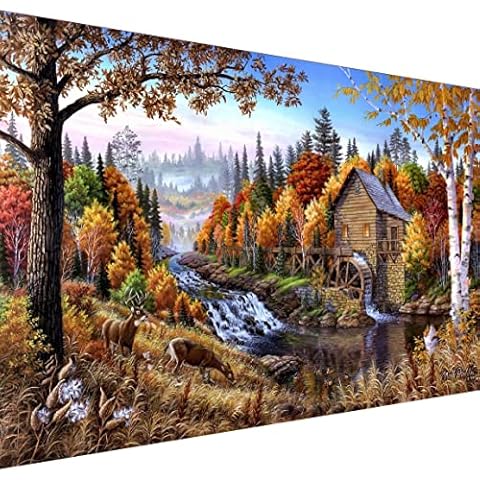 BOHADIY Diamond Painting Kits for Adults Rural Landscape Abstract 5D Diamond Art Kits for Adults, Large Size DIY Full Drill Paintings with Diamonds Gem Art Crafts for Home Wall Decor 16x27.5 Inch Cover