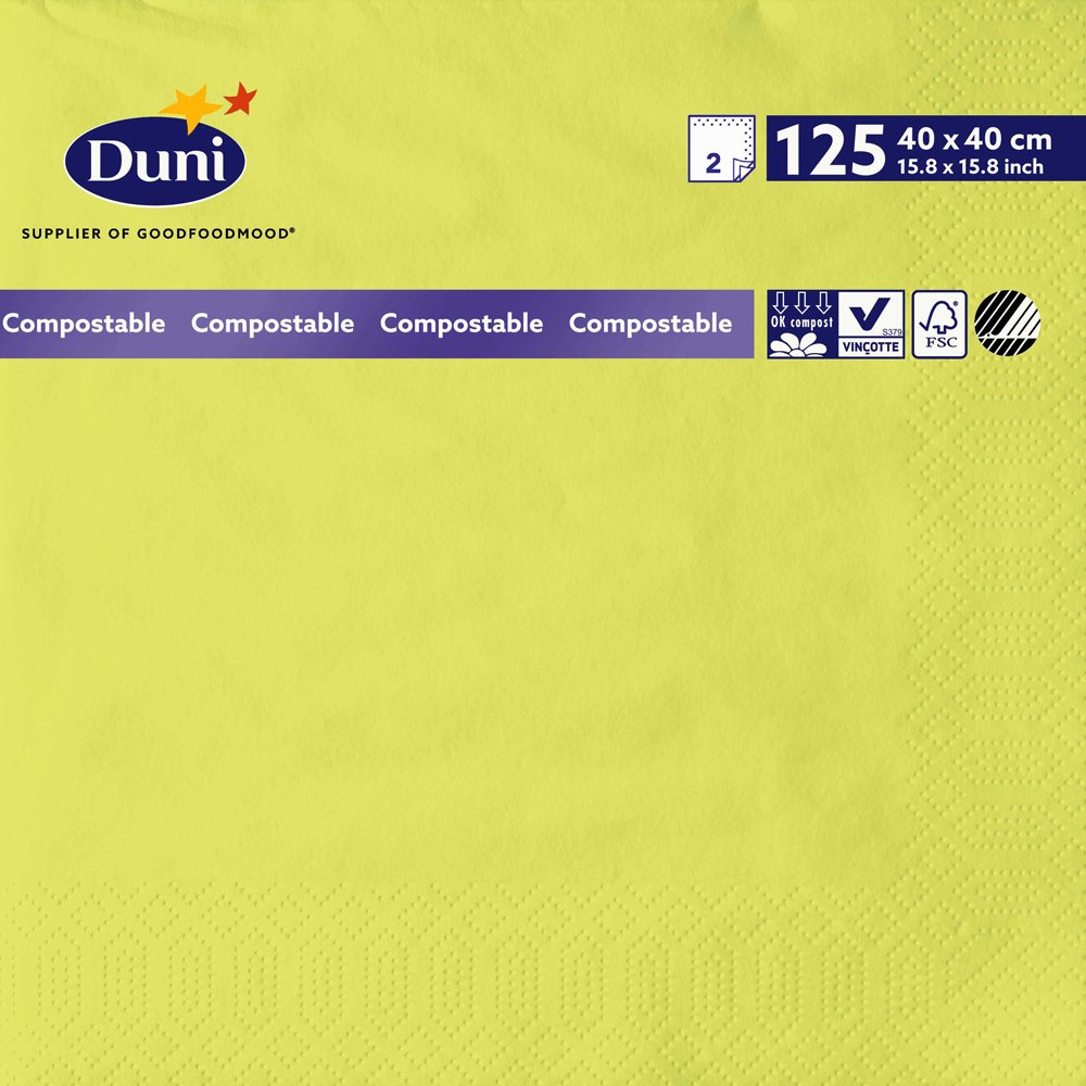 Duni 179004 Tovaglioli di carta, 40 x 40 cm, 2 veli, Kiwi (confezione da 1250)