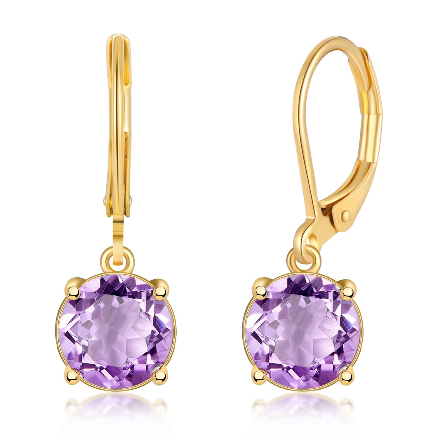 Leverback Dangle Earrings Created Crystal Drop Earrings Gold Plated Jewelry Gift for Women Girls 8mm