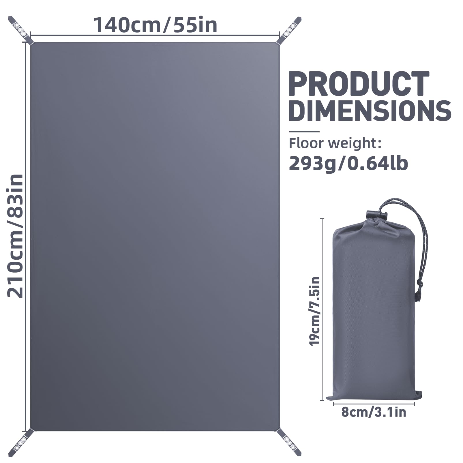Telone Impermeabile 210D 1.4x2.1m - Telo Da Campeggio Leggero Con Occhielli, Per Picnic Ed Escursionismo - Foto 9