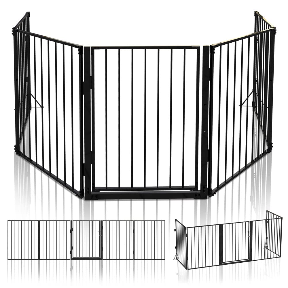 Dibea - openhaardhek - veiligheidshek - 300 cm - 5 delig - zwart