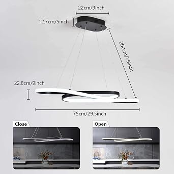 29.53in Modern Color Changing LED Pendant Light | 3000K-6500K adjustable color, height adjustable fixture, fit for kitchen island, dining room, bedroom & sink