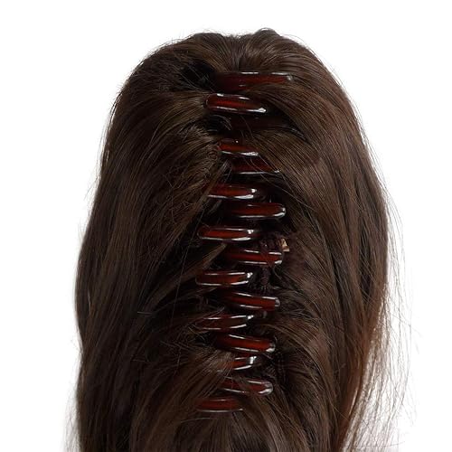Miniatura 4 de Remeehi 100% pelo humano real cola de caballo postizo recto pinza pinza ponytail extensiones de pelo 18 pulgadas (3.70oz 2# marrón oscuro)