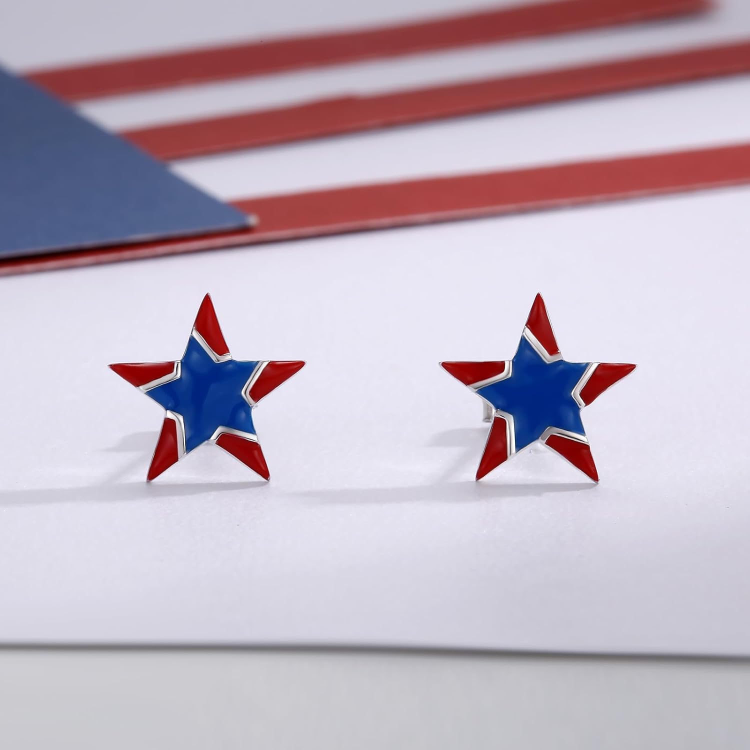 American Flag Patriotic Earrings for Women 925 Sterling Silver - Red White And Blue 4th of July Earrings Independence Day Jewelry Gifts - Image 6