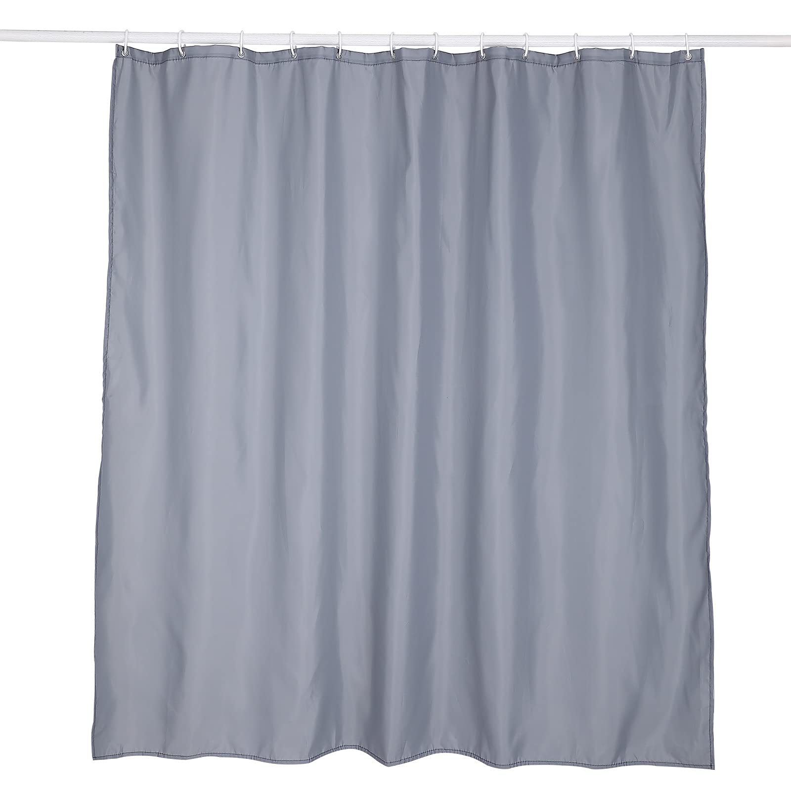 Kav Grey - Polyester Fabric Shower Mould And Mildew Resistant Curtain 180 X 180 Cm (71 X 71 Inch) + Matching Hooks