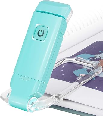 BIGLIGHT Amber Book Reading Light, LED Clip on Book Lights, Reading Lights for Books in Bed, Small Book Light for Kids, USB Rechargeable, 2 Brightness Adjustable for Eye Protection, Mint Green