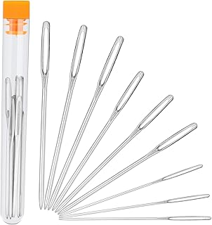 Large Eye Sewing Needles for Handsewing（9 Pcs), Sewing Sharp Needles, Stainless Steel Embroidery Thread Needle, Handmade Y...