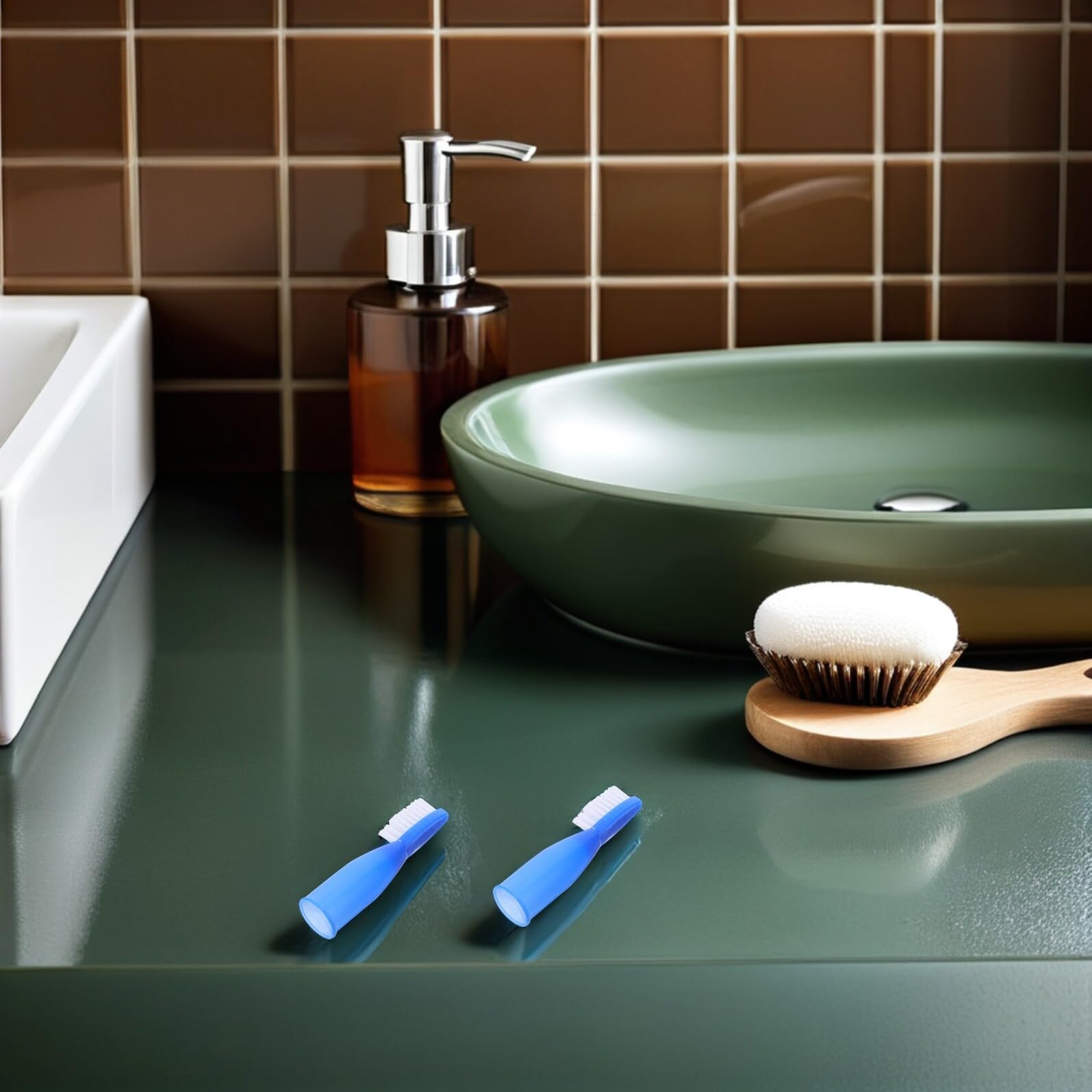 minkissy Spazzolino da Dito di Sicurezza Morbido Setole Mini Manico Antiscivolo e Testina Compatta Spazzolino Usa e Getta Portatile per Igiene Orale e Cura Gengive in Ambienti