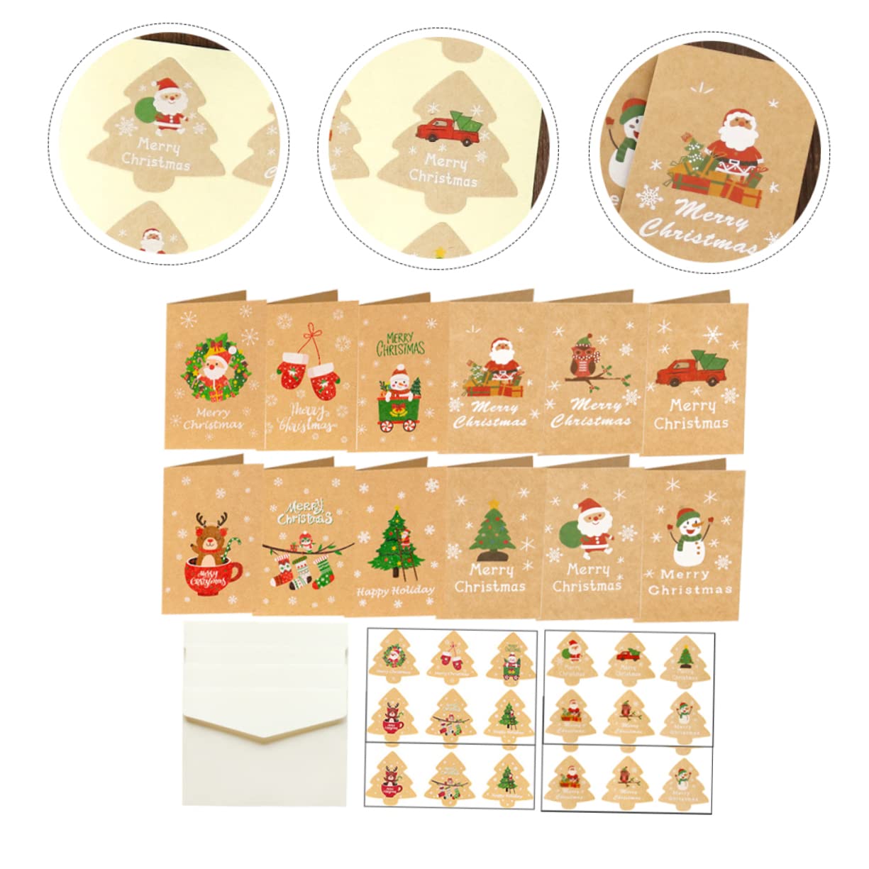 SHINEOFI 96 Sätze Nachrichtenkarten Geschenkkarten weihnachtskarte set Weihnachtspostkarten Festival-Einladungskarten Weihnachtsgeschenkkarte Grußkarten Weihnachtsgrußkarte Weihnachtskarten
