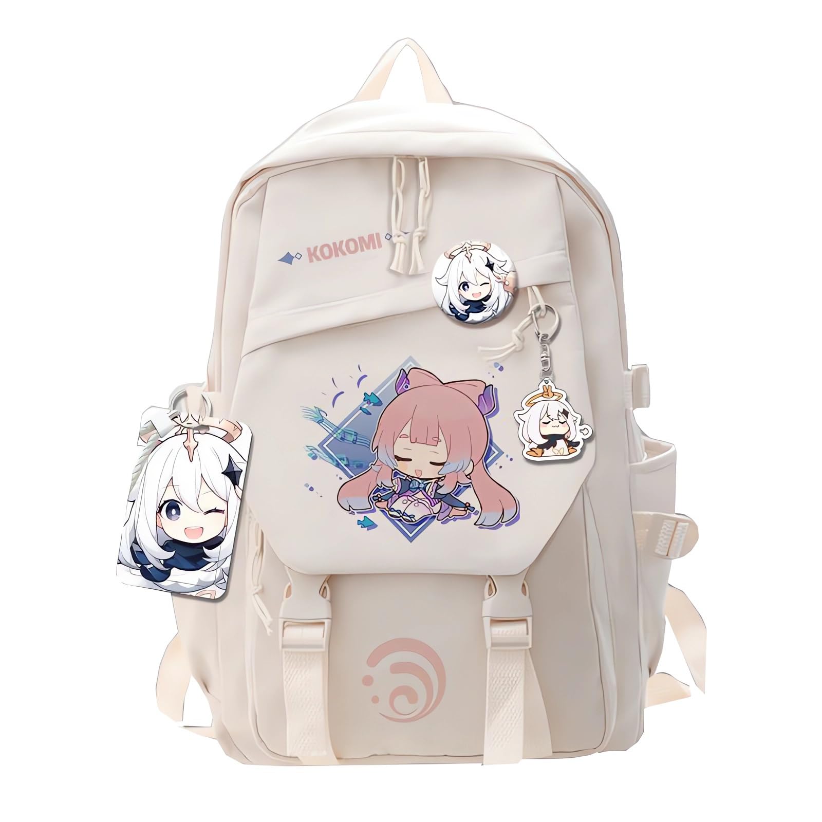 Dalicoter Game Backpack Sangonomiya Kokomi Backpack Cute 3D Printed Daypack Laptop 17" Large Capacity Travel White BackPack With Gift