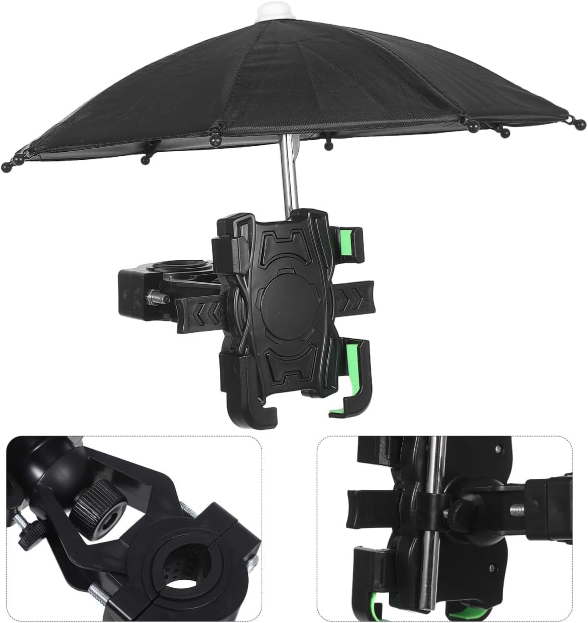 Waterproof Bike Handlebar Phone Holder with Umbrella for Motorcycles and Bicycles Compact Stable Clamp for Navigation and Outdoor Riding
