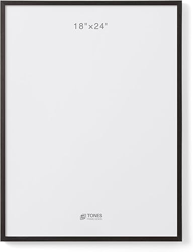 Marco para póster de 18 x 24 pulgadas, marco de fotos grande sin paspartú, acabado de madera maciza color negro grisáceo y frente de plexiglás para