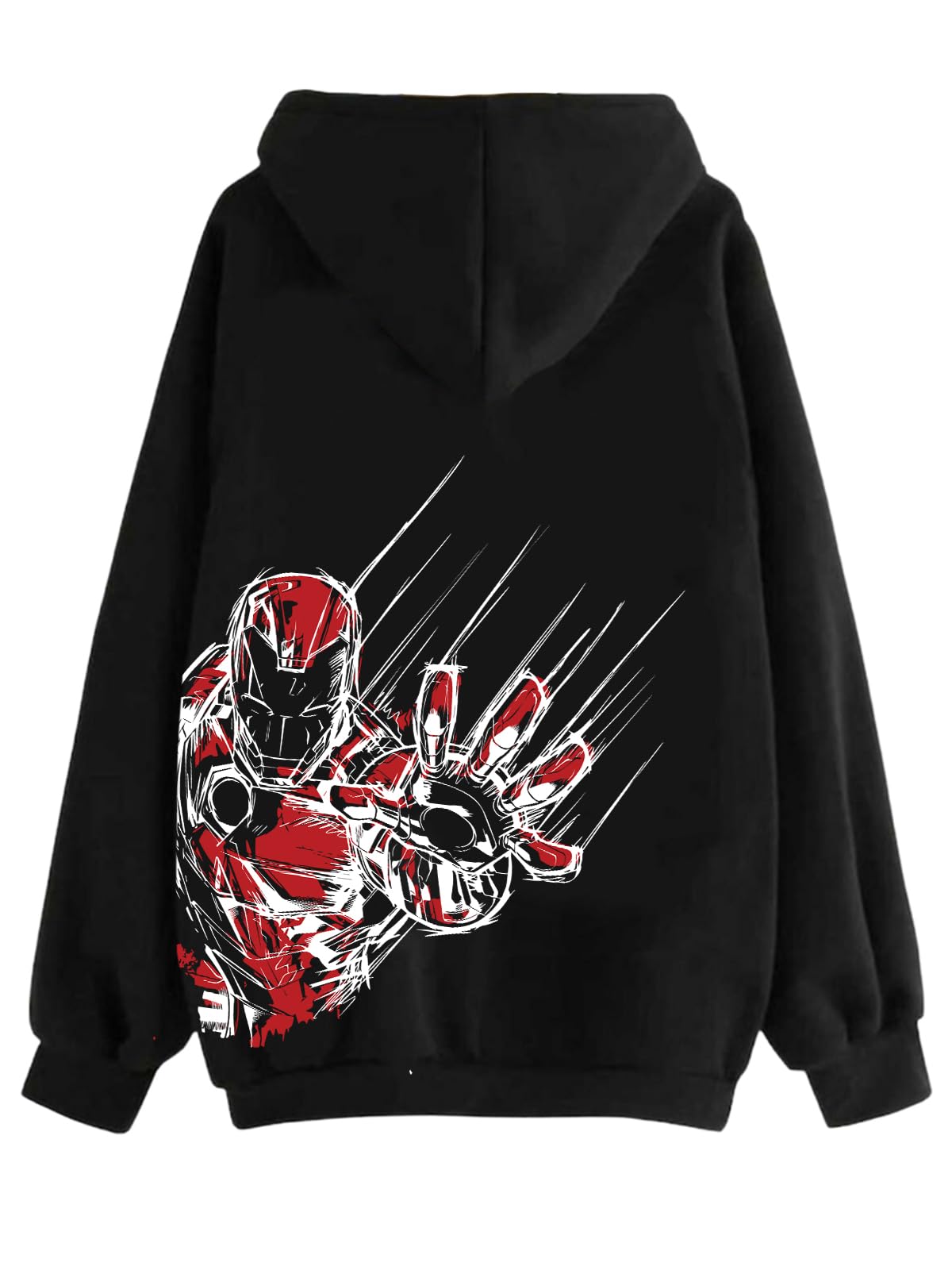 Fleece Iron Man Unleashed: Official Marvel Merchandise Regular Fit Back Graphic Printed Black Hooded Hoodie for Men - Embrace The Power of Tony Stark in Style!-image-7