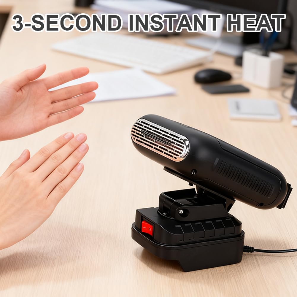 Akku Heizung, Akku Heizlüfter, Auto Heizung mit akku, 90 ° Flip, 2XUSB Tragbarer Raumheizung Kompatibel mit BL1830 BL1850 BL1840 BL1845 BL1815 BL1820 BL1860B