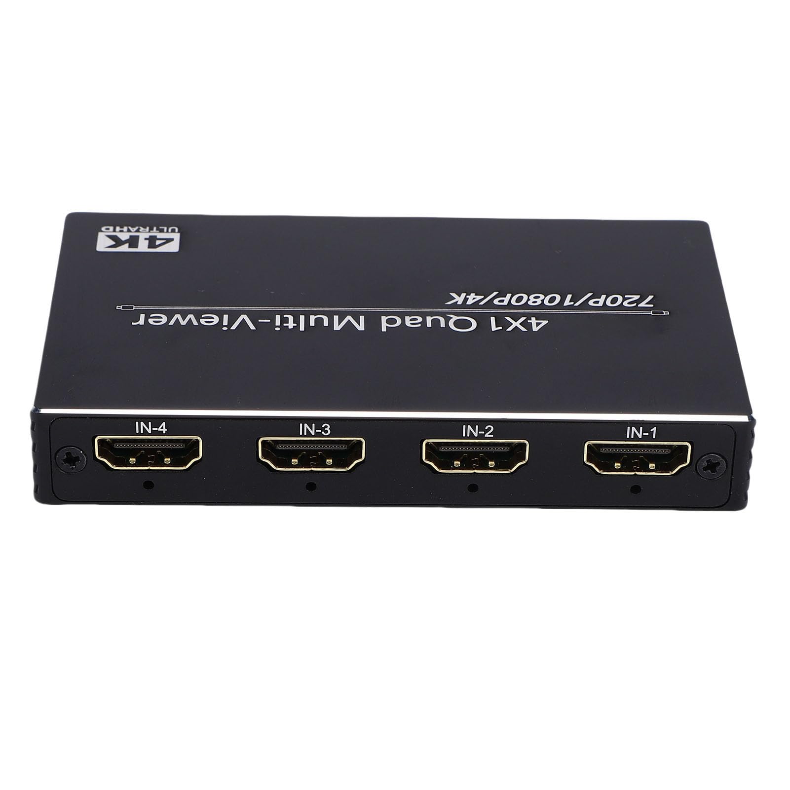 Multiviewer HDMI, commutatore di visualizzazione a quattro schermi 4 in 1, switcher senza interruzioni, supporta 4K 30Hz con telecomando e cavo di alimentazione.