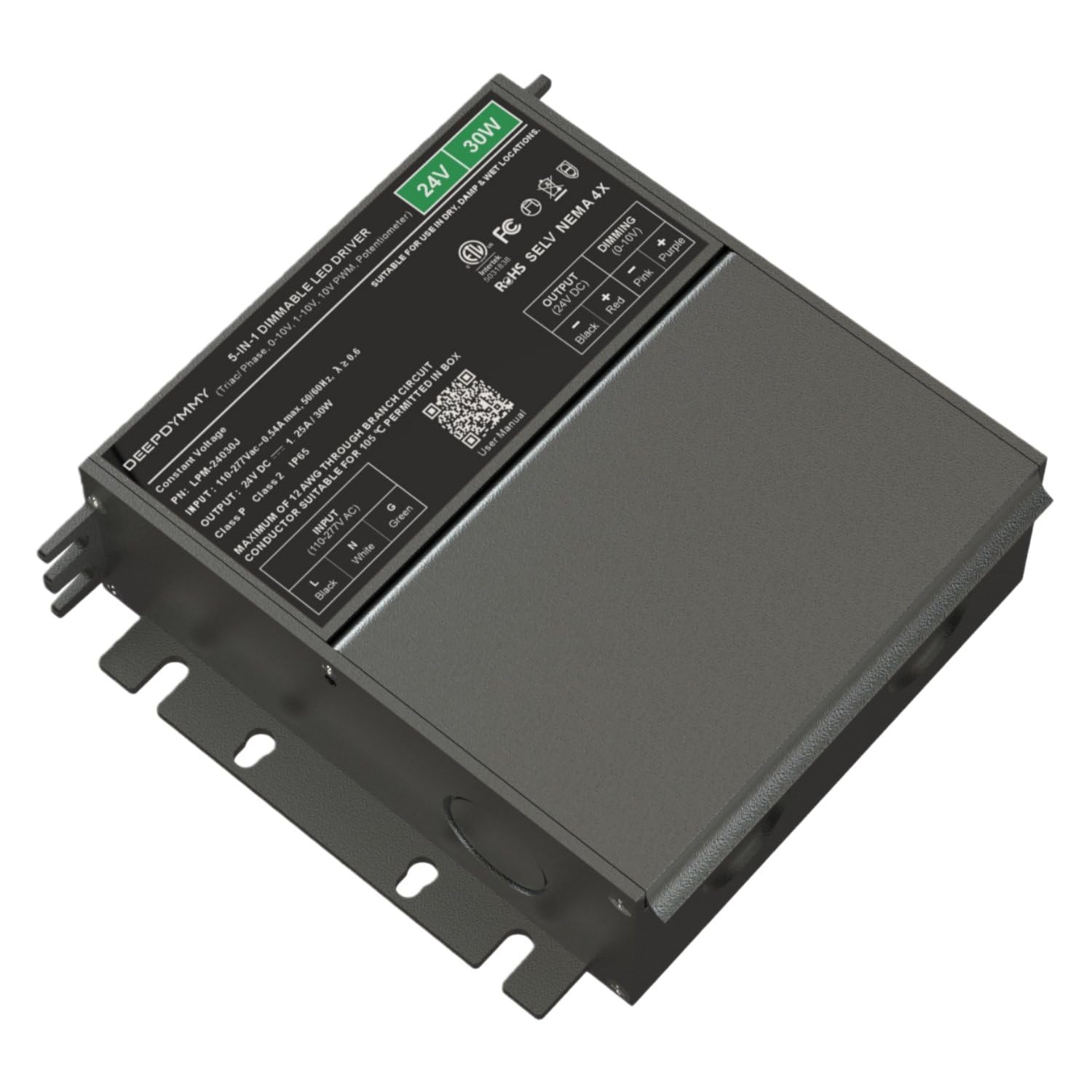 - LED Driver 30W Triac Dimmable Transformer – 120V AC to 24V DC Power Supply, Compatible with Lutron & Leviton Dimmers, for LED Lights Strip (Class 2, ETL Listed)