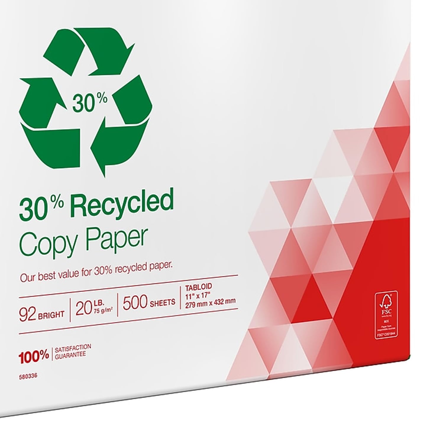 Amazon.com : Staples 30% Recycled 11x17 Paper 20 lbs 92 Bright 500