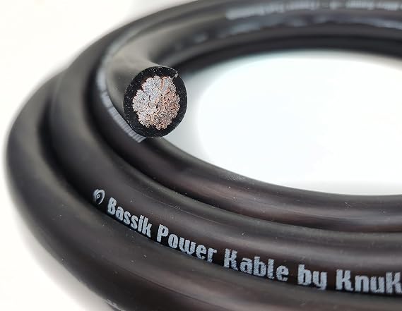 KnuKonceptz Bassik 1/0 Gauge AWG Primary Automotive Battery Power/Ground Wire Cable - Black 5 Feet