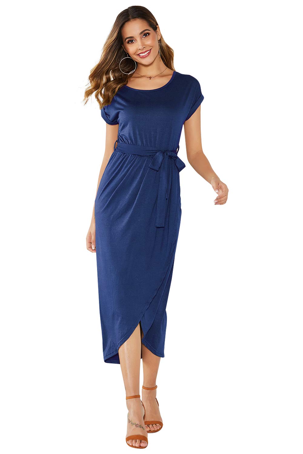 Yidarton Sommer Kleider Damen Shirt Kleider Maxi Lang Strandkleider Beach Kleider Partykleid Elegant Maxikleider
