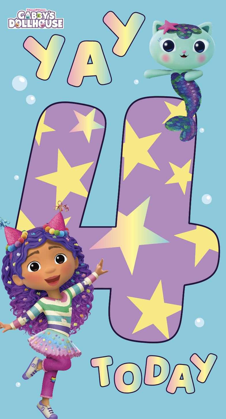 Gabby's Dollhouse Age 4 Birthday Card Includes Envelope FSC Accredited