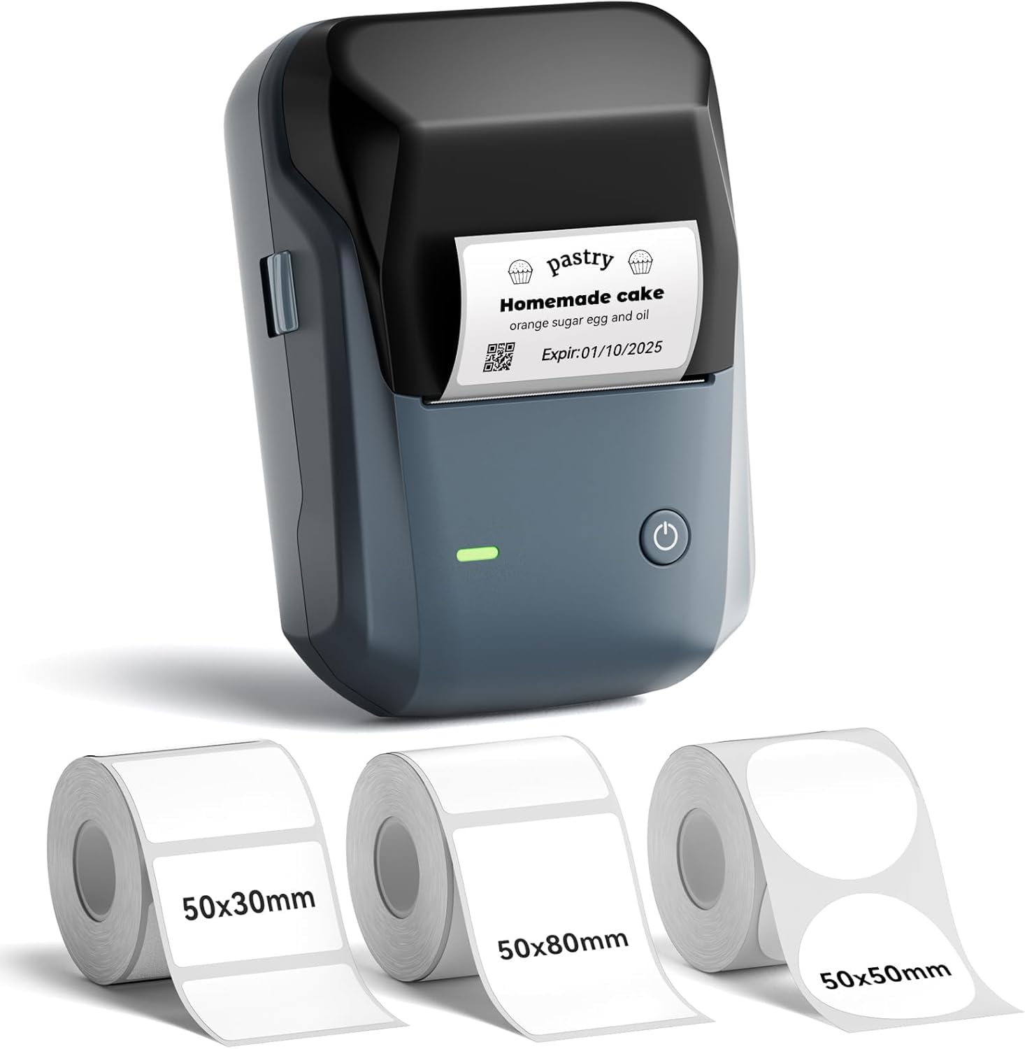 NIIMBOT B1 Label Maker Machine, 2 Inch Bluetooth Thermal Label Printer, Easy to Use Sticker Printer Compatible with iOS and Android, with 1 Roll Waterproof Labels (With 3 rolls of labels, Blue) โ image 1