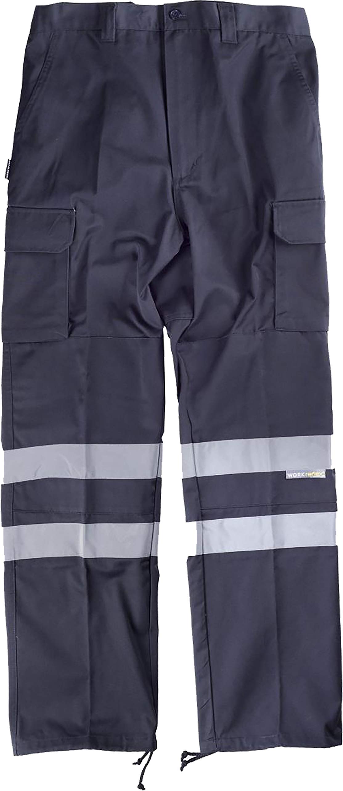 Work Team Pantalón sin elástico con Refuerzos, Multibolsillos y 2 Cintas Reflectantes. Hombre Marino 46