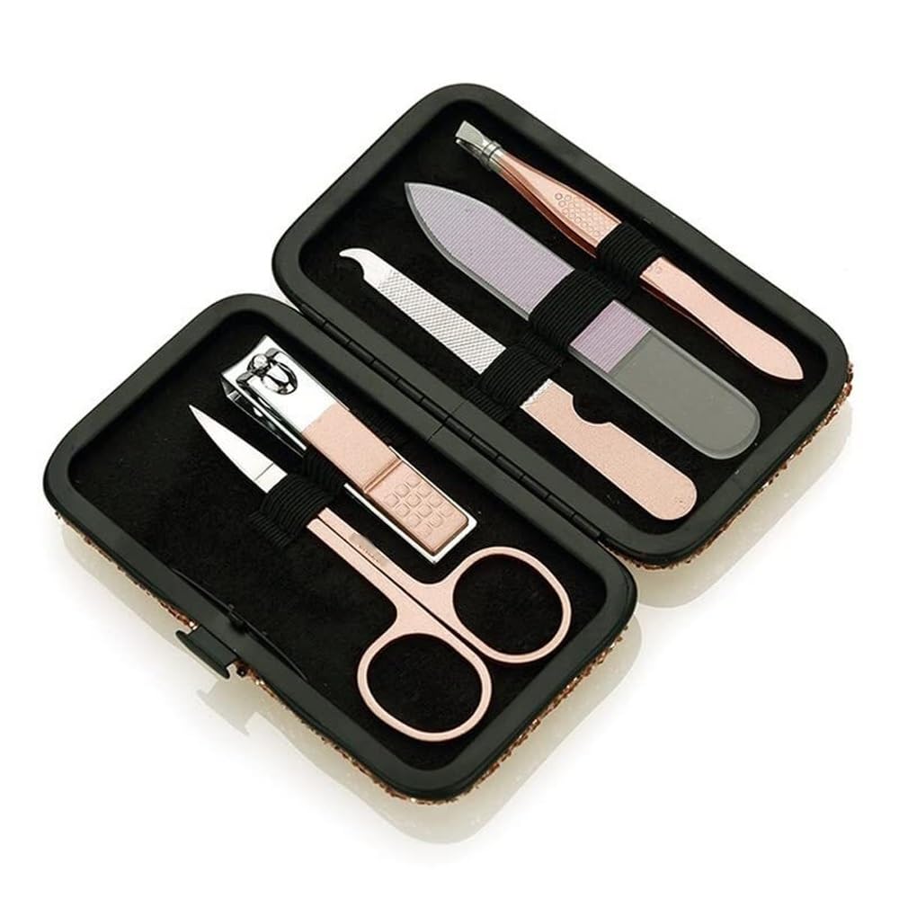 Nagelknipser-Set, professionelle Edelstahl-Fingernagelpflege-Werkzeuge, Schere, Ohrlöffel und Maniküre-Werkzeuge für Nagelpflege und Schönheit (5 Stück) für Füße, Nagelschneider und Zehennagelknipser
