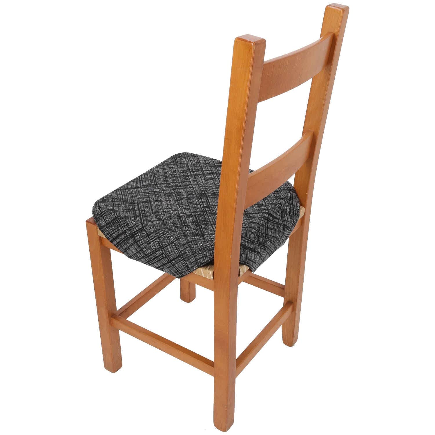 Casatessile Housse de Chaise de Cuisine rembourrée Coussin avec Rabats CARTIERE - Nero, Set 6 PIÈCES Casatessile Housse de Chaise de Cuisine rembourrée Coussin avec Rabats CARTIERE - Nero, Set 6 PIÈCES