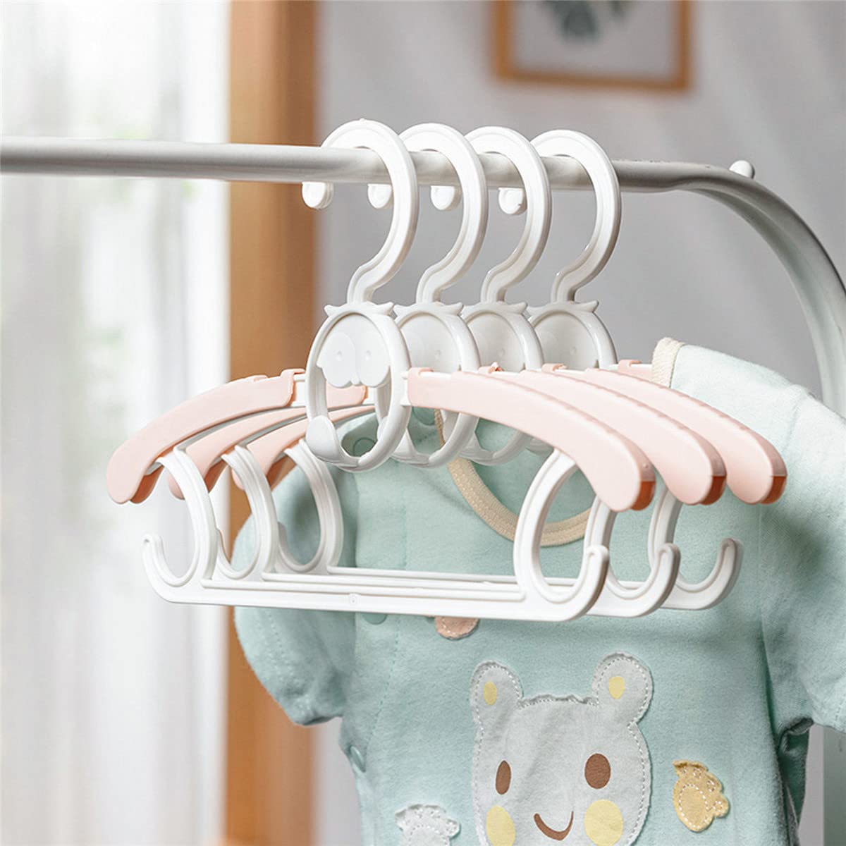 Spesh Lot de 20 Cintres Bebe 29.5-39cm Cintre Extensible pour Enfants Cintres Peu Encombrants avec Crochets Empilables pour Les Bébés à L'adolescent (Rose)