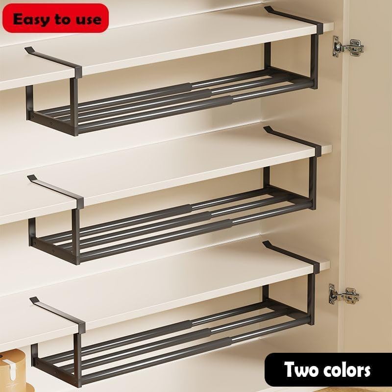 Étagère à chaussures télescopique extensible en métal noir pour placard