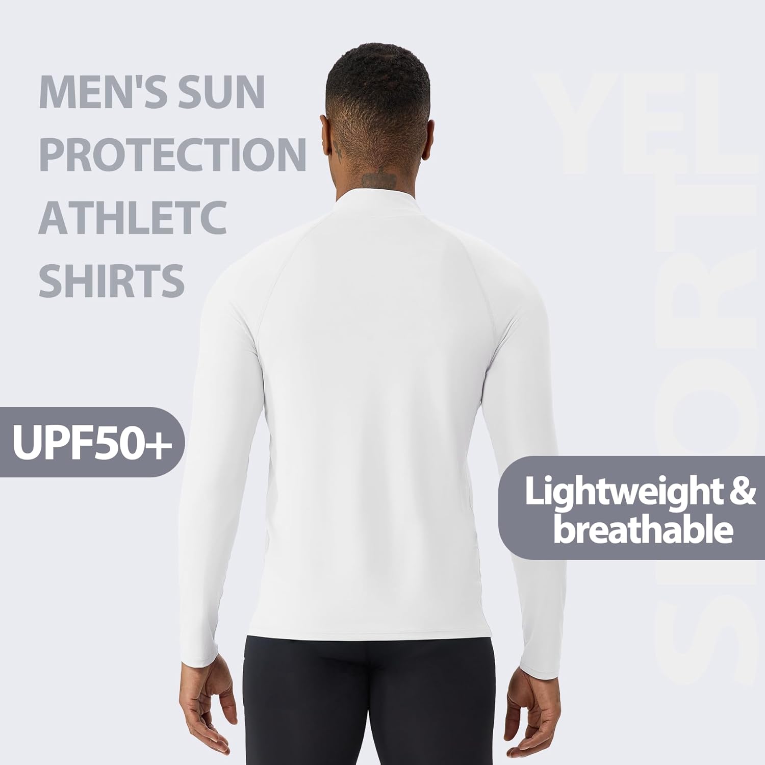 YEL Men's Long Sleeve Athletic Shirt 1/4 Pullover Zip Sun Protection Rash Guard UPF 50+ Golf Fishing Running T-Shirts - Image 5